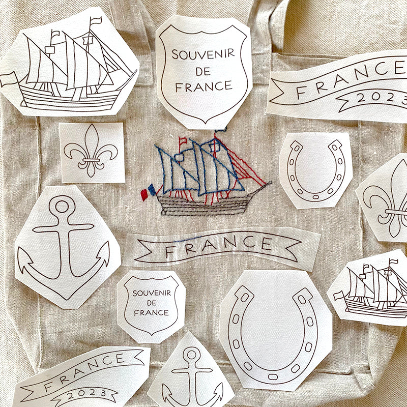 French Souvenir Stick and Stitch Embroidery Motifs