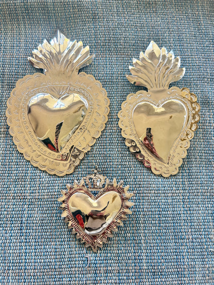 Alpaca Silver Milagro Hearts - Set of Three