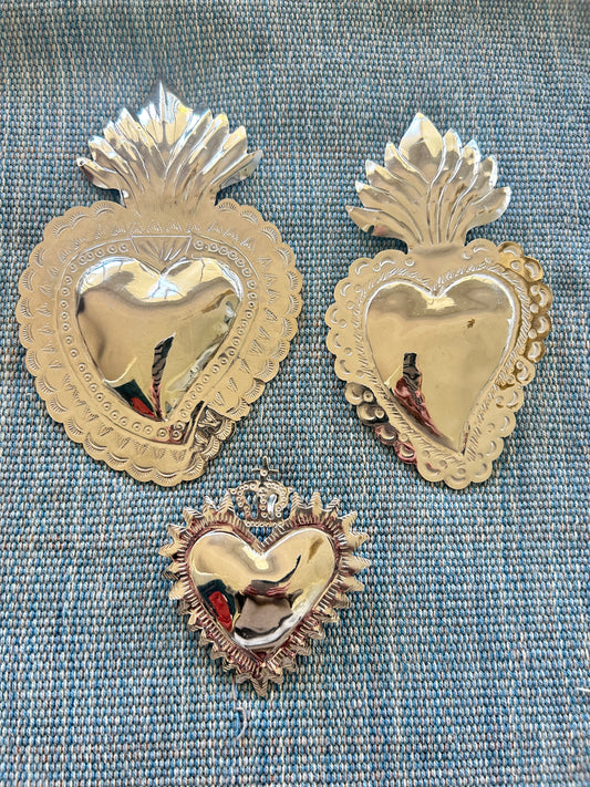 Alpaca Silver Milagro Hearts - Set of Three
