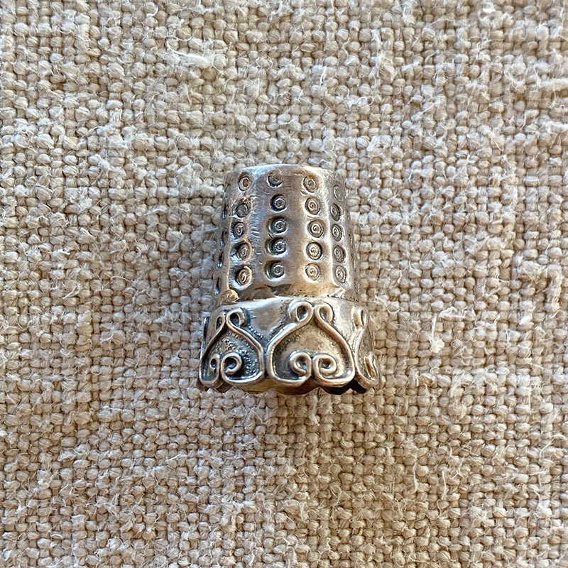 Antique Sterling Germany Ivy Design Sewing Thimble - Size 7