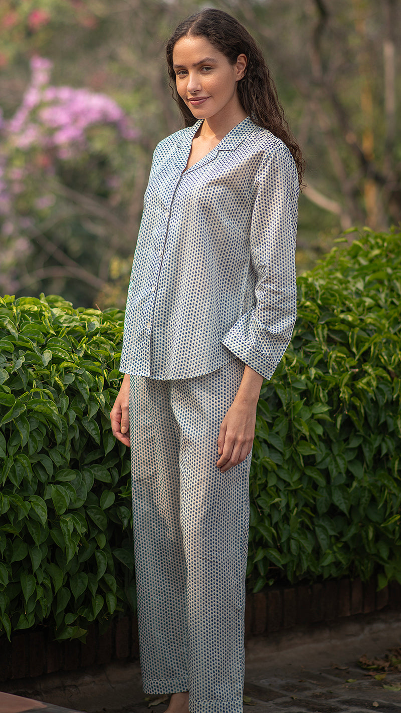 L'Esprit de Provence Pajamas - Blue Laurel Dotty