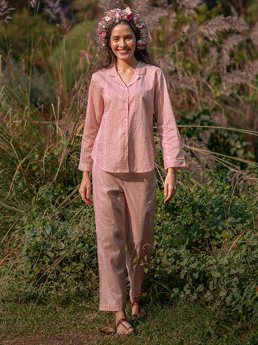 L'Esprit de Provence Pajamas - Pink Laurel Dotty
