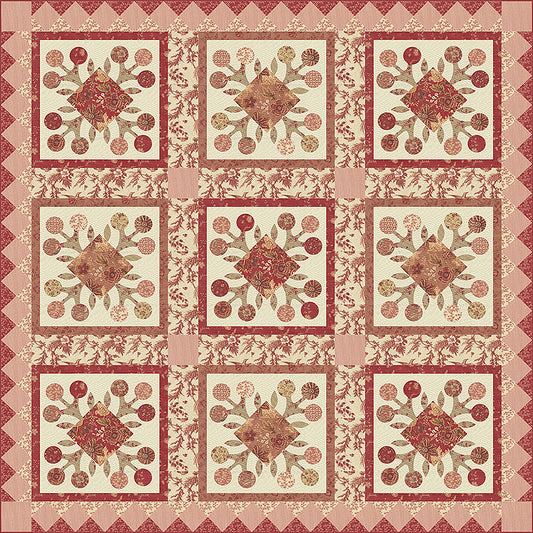 Le Jardin Rouge Le Grande Fleur Quilt Instructions - Pre-Order Ships October 2026