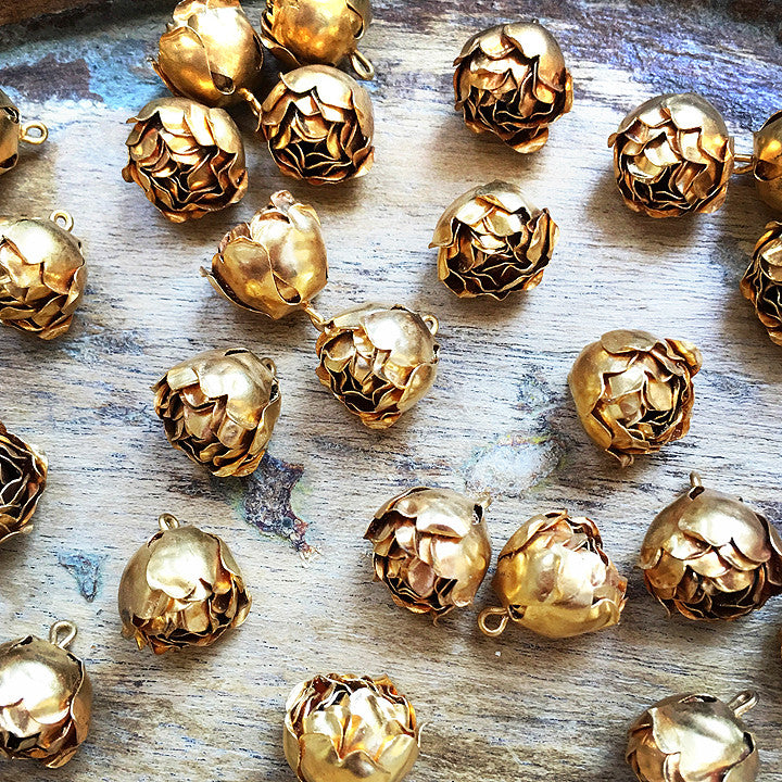 Vintage Brass Rose Button