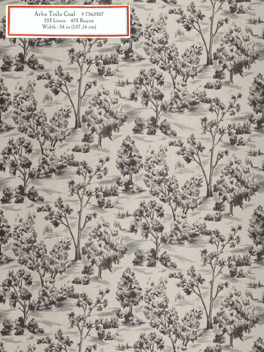 Home Decorative Fabric - Arbe Toile Coal
