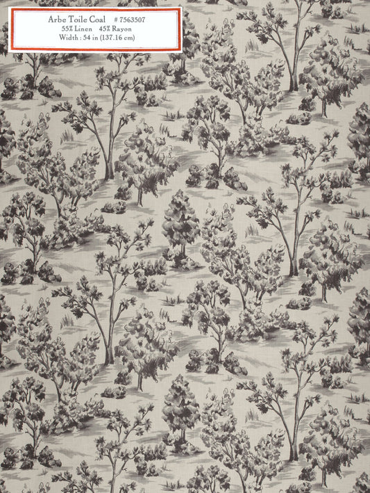 Home Decorative Fabric - Arbe Toile Coal