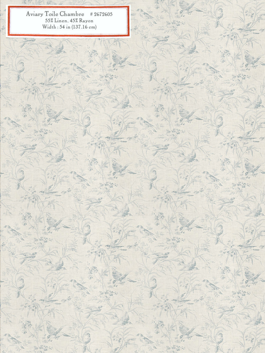 Home Decorative Fabric - Aviary Toile Chambray