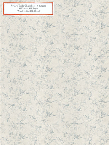 Home Decorative Fabric - Aviary Toile Chambray