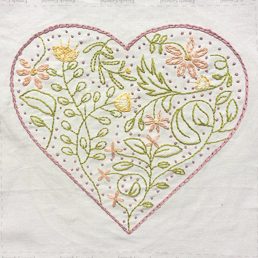 Botanical Heart Embroidery Sampler