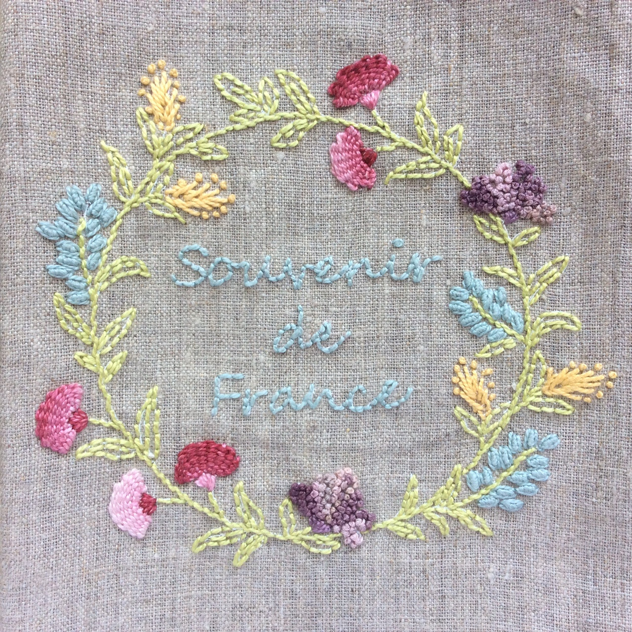 Tea Towel Embroidery Sampler - Souvenir de France