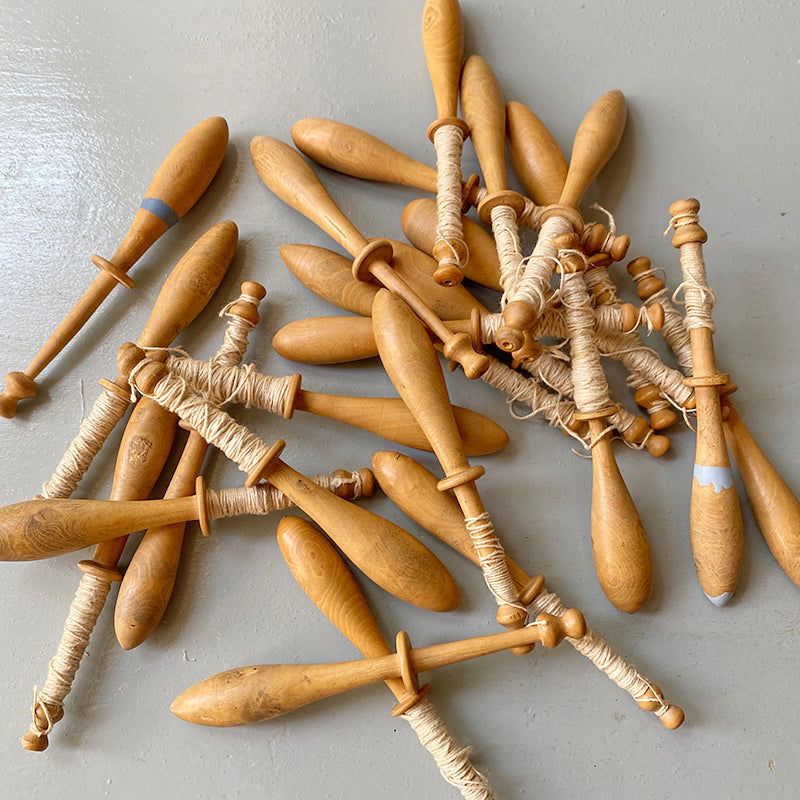 Vintage French Wooden Bobbins - Set of Four