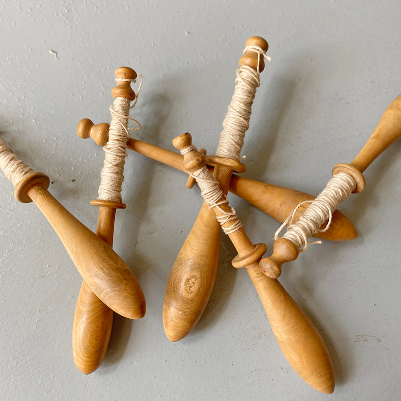 Vintage French Wooden Bobbins - Set of Four