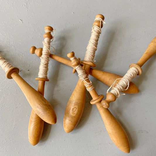 Vintage French Wooden Bobbins - Set of Four