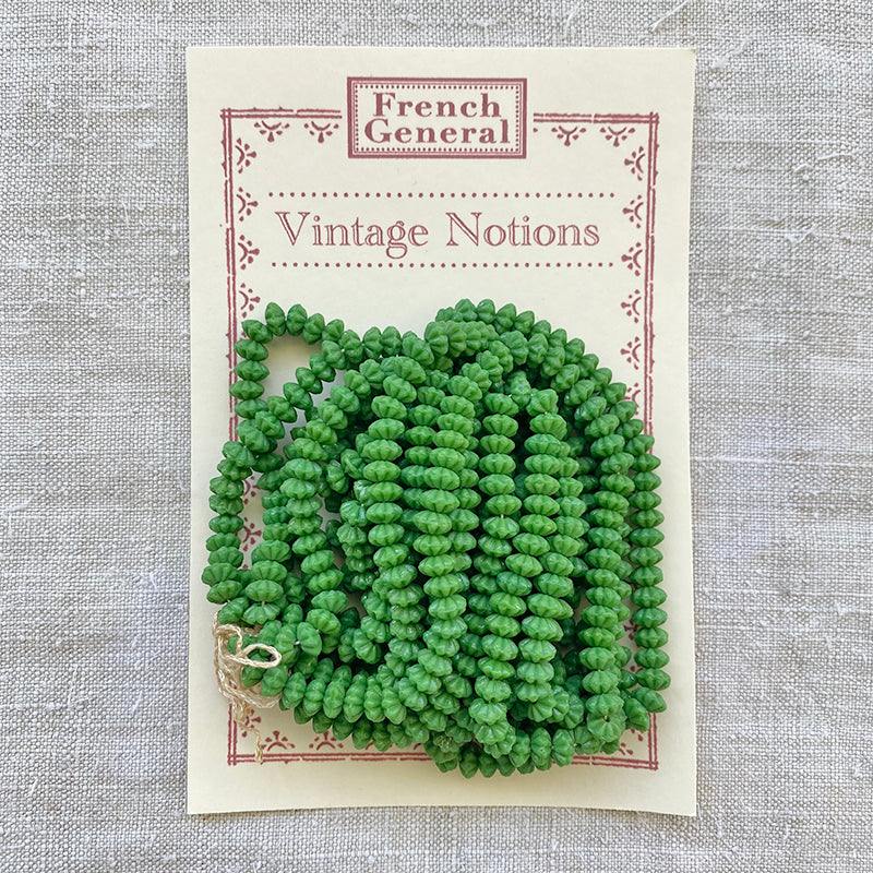 Vintage Glass Flower Beads - Jade Green