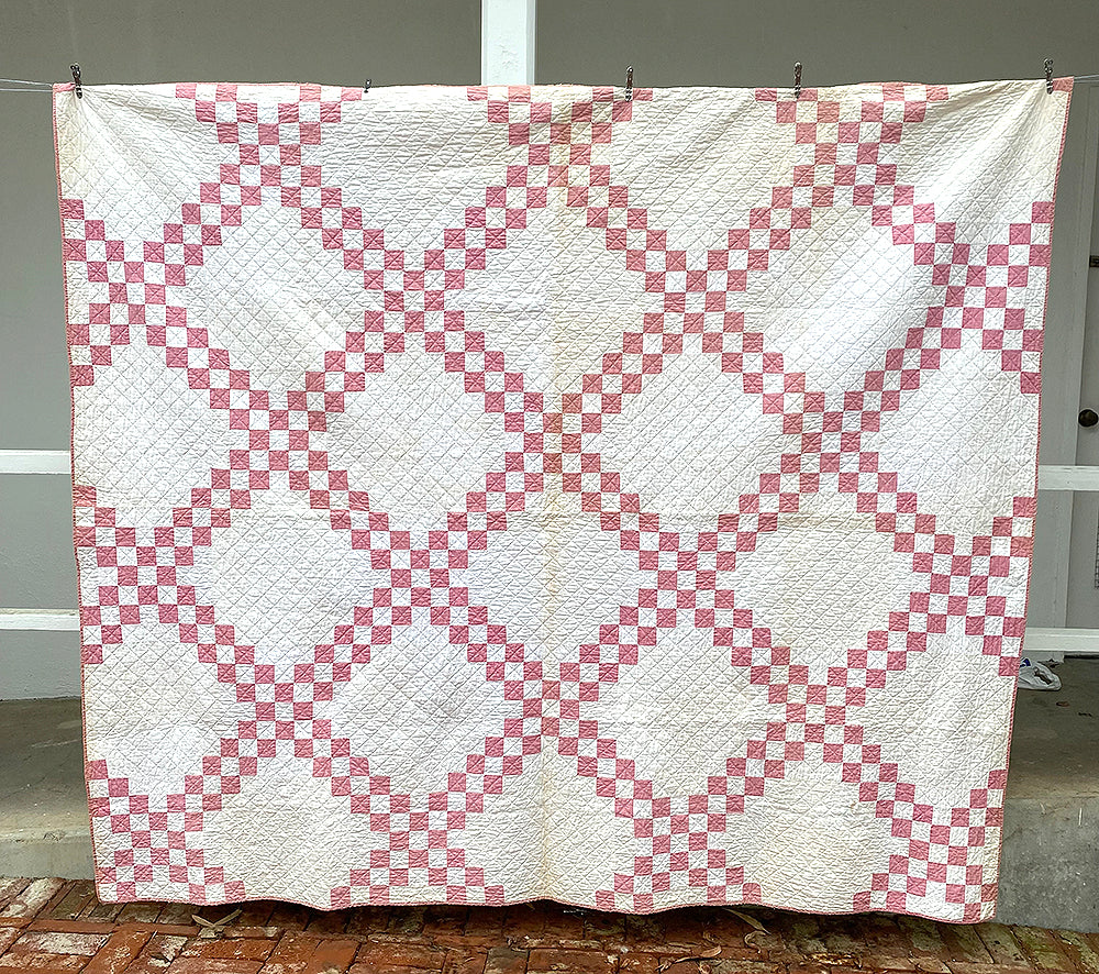 Pink and White Double Irish Chain Quilt