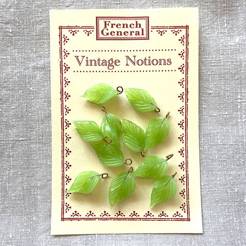 Vintage Glass Leaves - Grassy Green