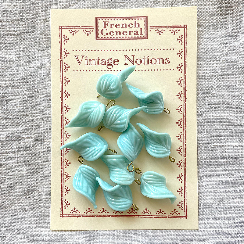 Vintage Glass Leaves - Turquoise