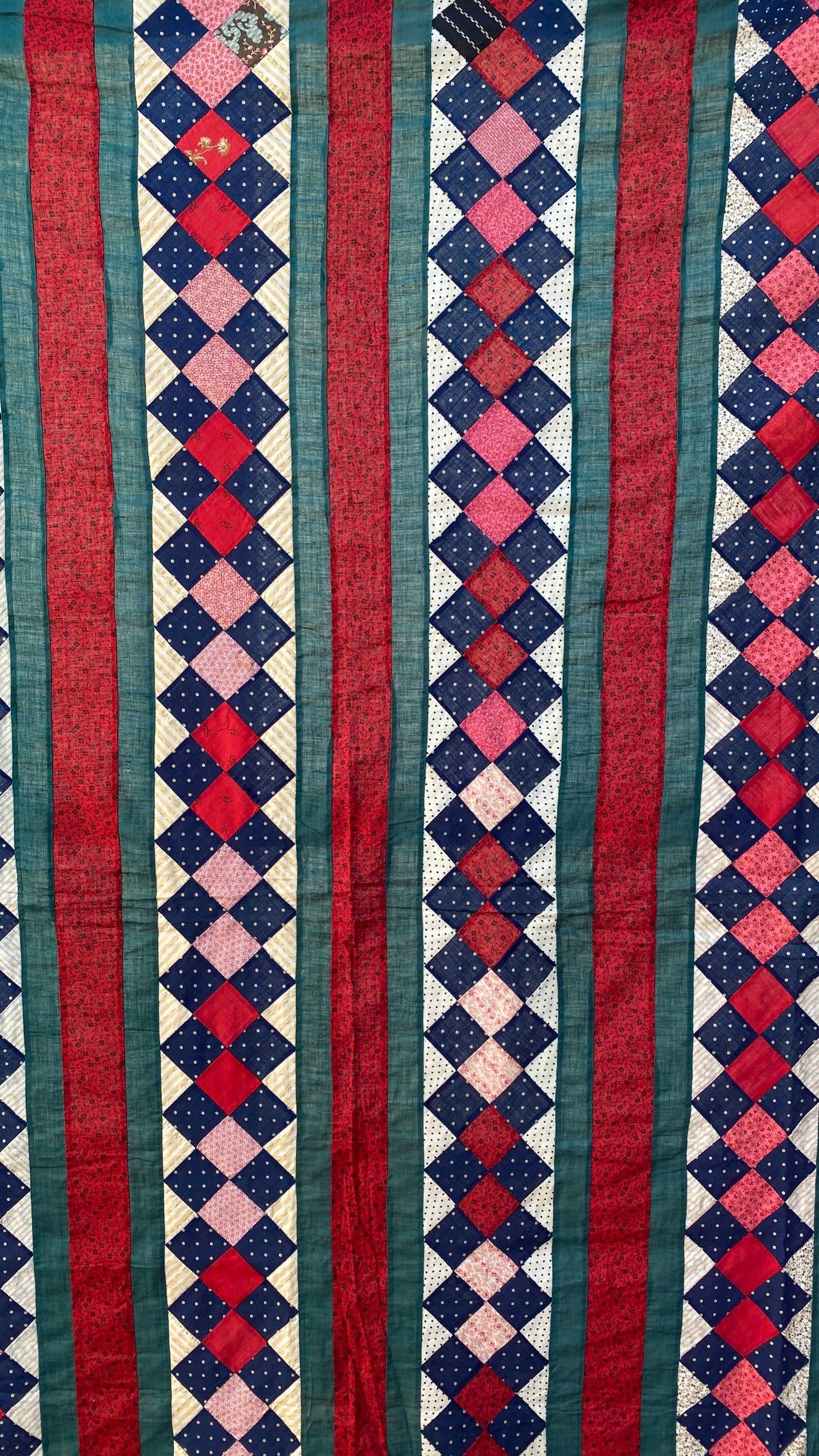 Antique Bars Four-Patch Quilt Top