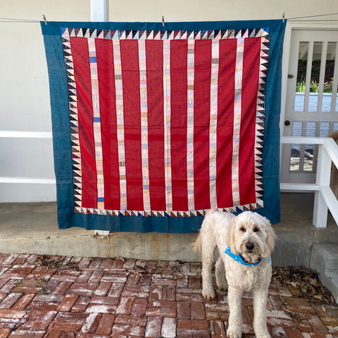 Antique Scrappy Strippy Bars Quilt Top