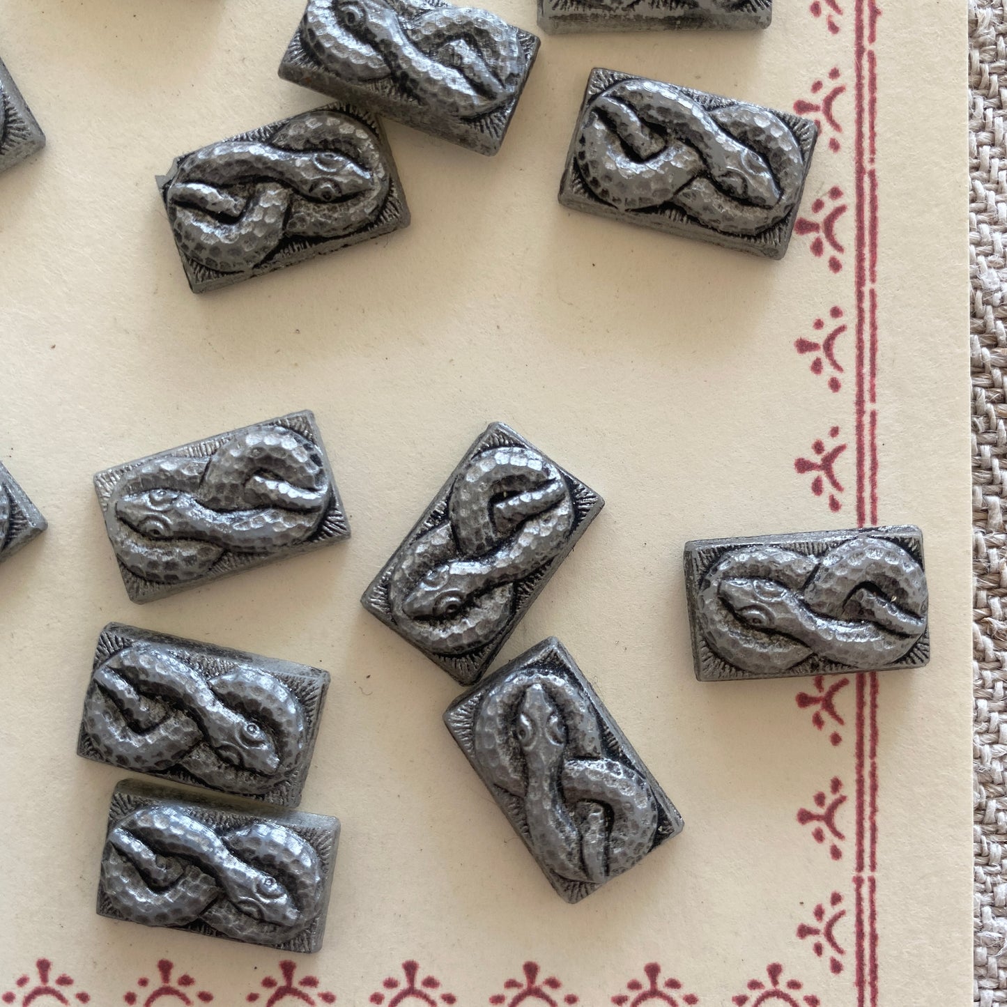 Vintage Snake Glass Cabachons - Grey