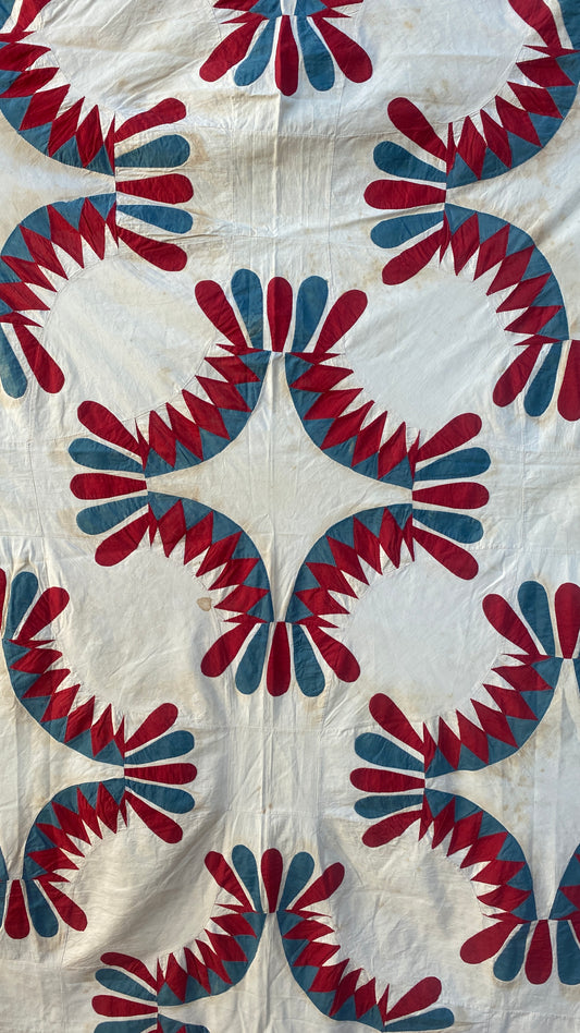 Antique Red and Blue Quilt Top