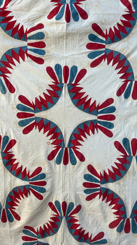 Antique Red and Blue Quilt Top