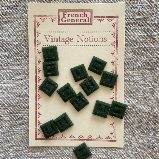 Vintage Glass Intaglio Cabachons - Dark Jade